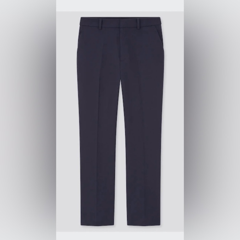 Uniqlo flat front trousers, navy 32' waist